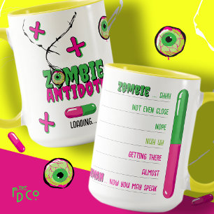 Caneca Zombie Zombie Diversão Carregando Antídoto... Zomb