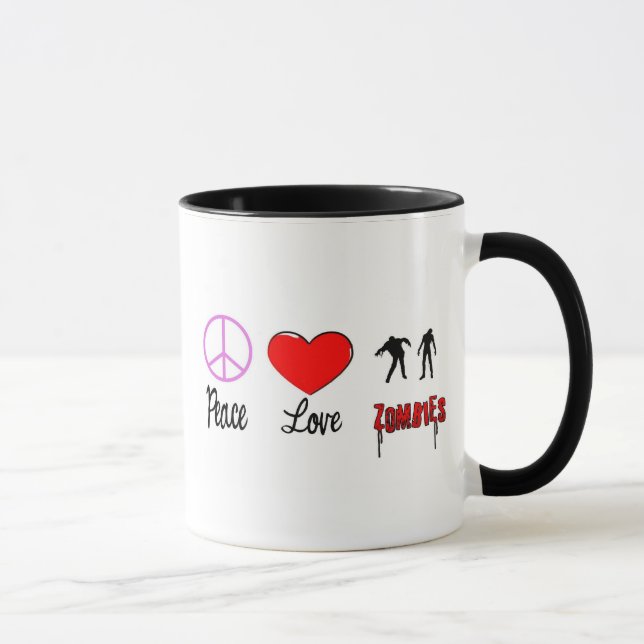 Caneca zombis do amor da paz (Direita)