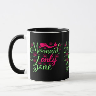 Caneca Zona Somente Sereia de Rosa Quente e Neon Verde