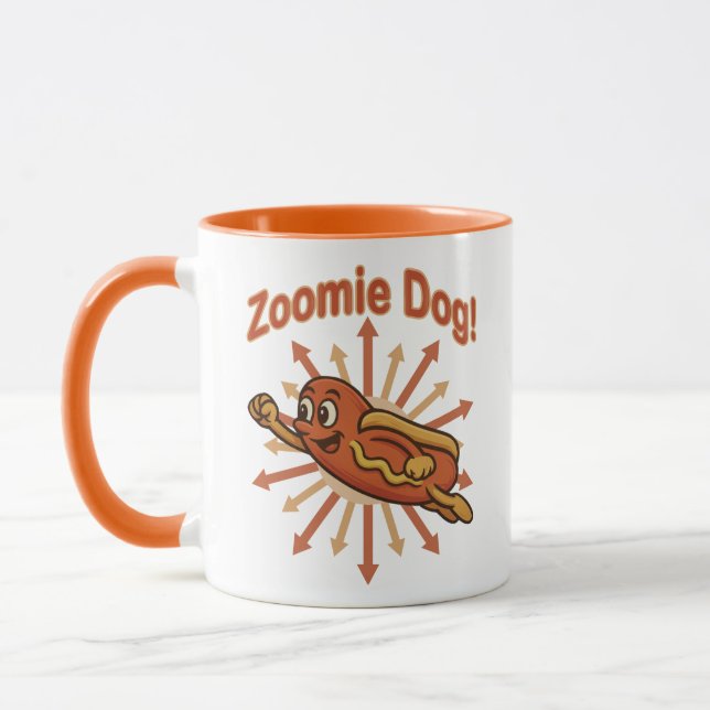Caneca Zoomie Cachorro Quente Voando - Retro Divertido (Esquerda)