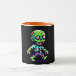 Caneca zumbi engraçado de Halloween em 8-bit