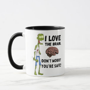 Caneca Zumbi Engraçado Eu Amo O Cérebro