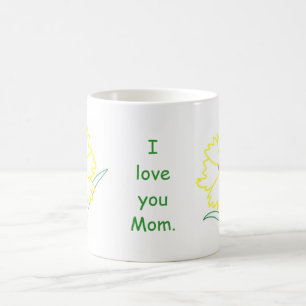 Canecas amarelas da mamã do amor da flor do