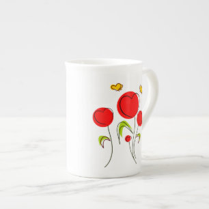 Canecas da especialidade das tulipas do coração