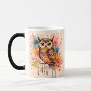 canecas de aguarela boho de coruja