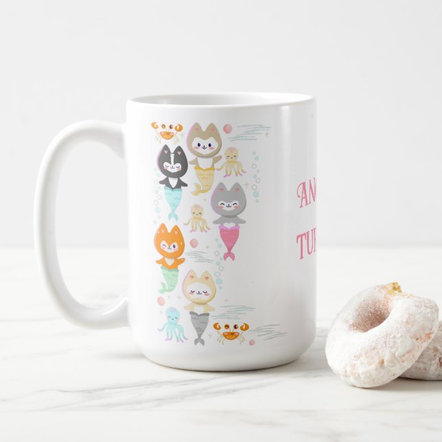 Canecas de aniversário com tema náutico com gatinh (Com Donut)