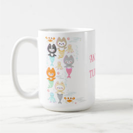 Canecas de aniversário com tema náutico com gatinh