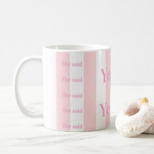 Canecas de Café com Listras Rosa e Branco Ela diss