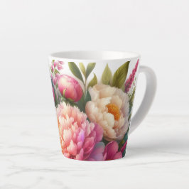 Canecas de Café com Peônia Rosa Floral Peônia