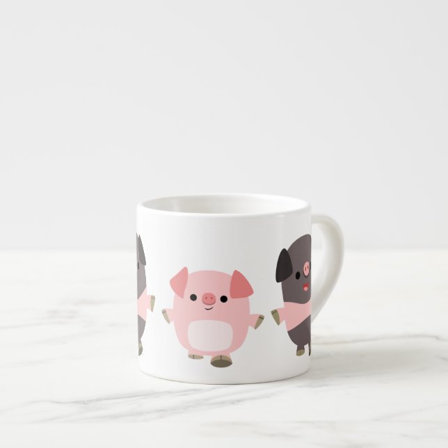 Canecas De Café Com Porquinhos De Desenho Animado  (Frente Esquerda)