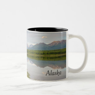 Canecas de café de Alaska - reflexão da montanha