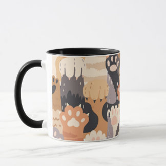 Canecas de Café de Duas Cores com Patinhas de Gato
