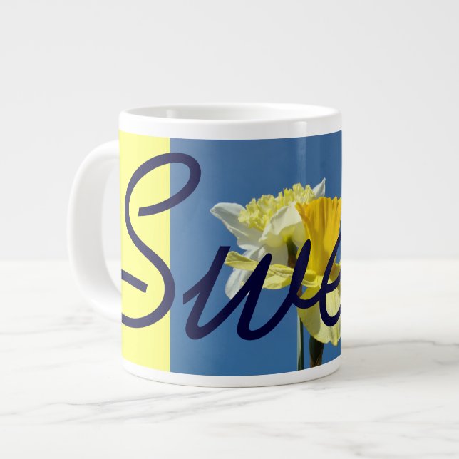Canecas de Café Doces Céu Azul Narcisos Amarelos (Frente Esquerda)