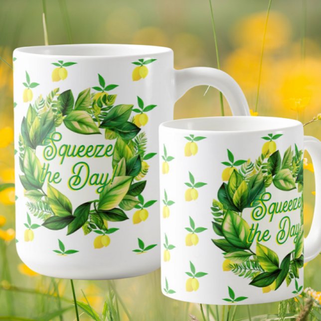 Canecas de Café Esprema Limões Amarelos o Dia! (Squeeze the day!)