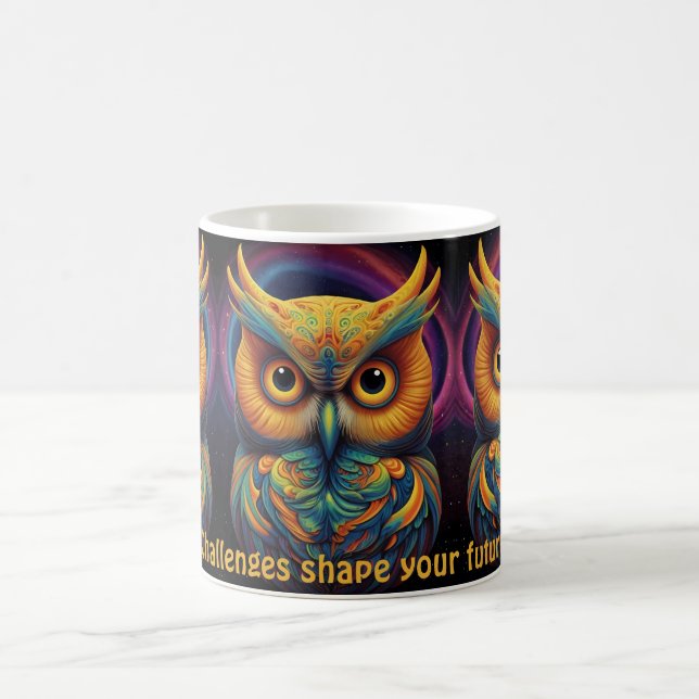 Canecas de café Inspirational Cosmic Owl of Wisdom (Centro)