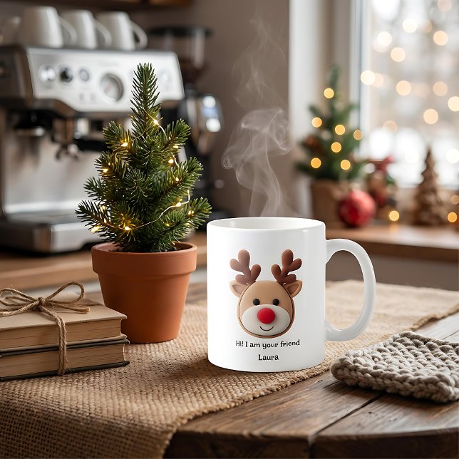 Canecas de café natal felizes renque cartoon fofo (Criador carregado)