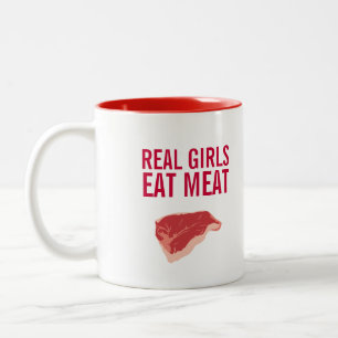 Canecas de café para meninas que comem carne