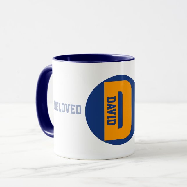 Canecas de Café Personalizadas, Caneca do Nome Dav (Frente Esquerda)
