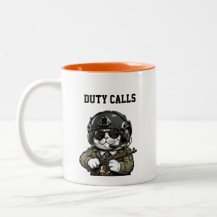 Canecas de Café Tipografia Divertida Gato Tático F