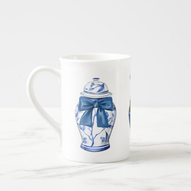 Canecas de Chá com Laços e Chinoiserie em Porcelan (Esquerda)