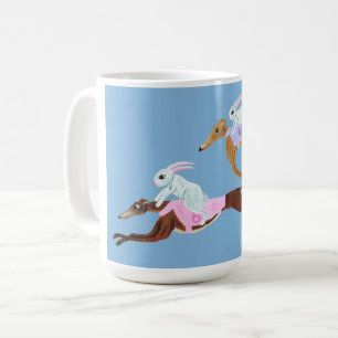 Canecas de coelhos montando Greyhounds