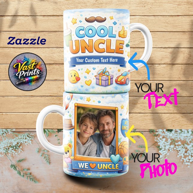 Canecas de Colagem de Fotos de Celebração do Tio F (We Love Uncle Happy Celebration Photo Collage Mugs)
