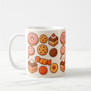 Canecas de doces e biscoitos
