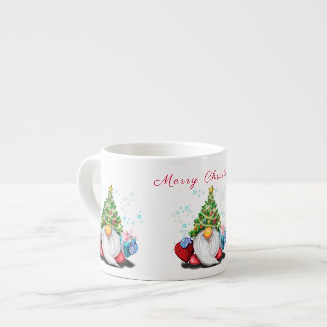 Canecas de Expresso de Natal com Gnomos Fofos (Frente Esquerda)