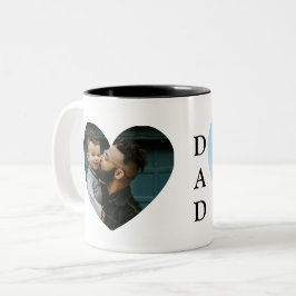 Canecas de foto do papai com dois corações