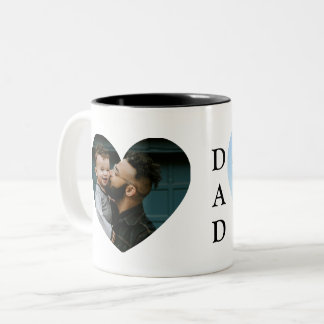 Canecas de foto do papai com dois corações