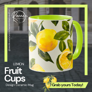 Canecas de Frutas - Caneca de Cerâmica com Design