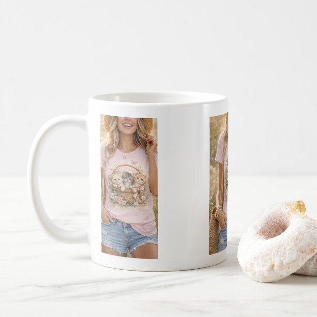 Canecas de Meninas com Gráfico Floral de Gatinhos  (Com Donut)