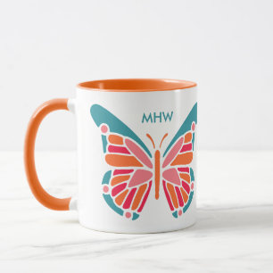 Canecas de monograma personalizadas da Borboleta E
