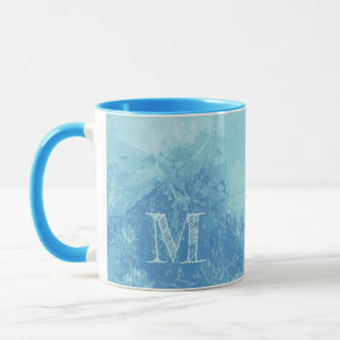 canecas de monograma personalizadas do oceano Abst