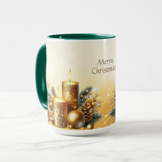Canecas De Natal Com Velas Douradas Festa (Frente Esquerda)