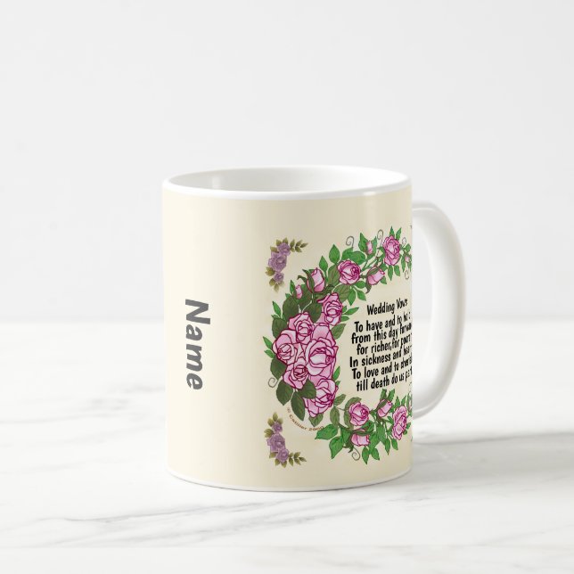 Canecas de Noivas com Rosas Lindas e Votos de Casa (Frente Esquerda)
