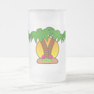 Canecas de Vidro Fosco 16 oz com Palmeiras Geadas