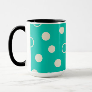 CANECAS DESIGN Padrão Gráfico em Turquesa e Branco