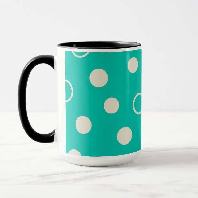 CANECAS DESIGN Padrão Gráfico em Turquesa e Branco (Esquerda)