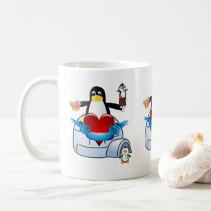 Canecas do Dia dos Namorados Pinguim Corações