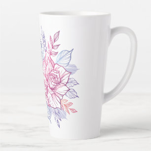 Canecas e chávenas com um buquê de flores