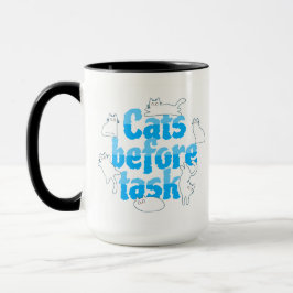 Canecas Engraçadas de Gatos Antes das Tarefas