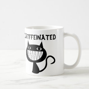 Canecas engraçadas do gato do café de CATFFEINAT