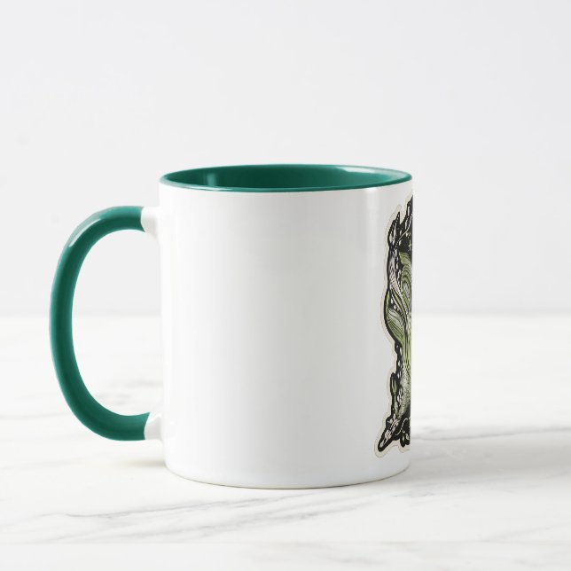 Canecas estilo bordado verde estética botânica (Esquerda)