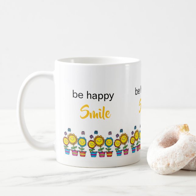 Canecas Florais de Girassóis Felizes  (Com Donut)