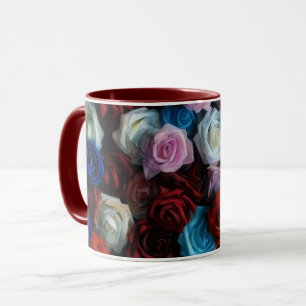 Canecas Flores De Rosas Coloridas Arte Floral