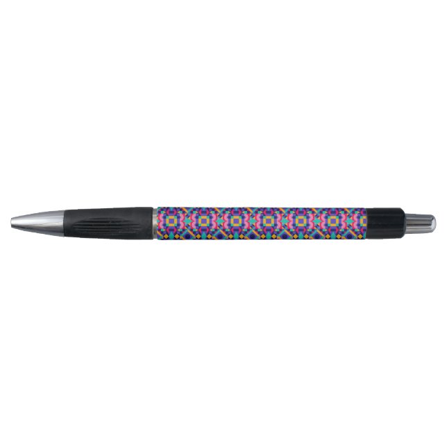 Caneta A pen with a colorful geometric pattern  (Frente)