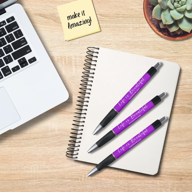 Caneta A vida é um belo slogan comercial roxo (Criador carregado)