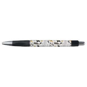 Caneta Abstrato Black Yellow Cinza Floral Sem Costura Pad
