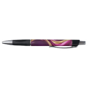 Caneta Abstrato- Fluxo de Arte- Fuchsia Roxo e Dourado